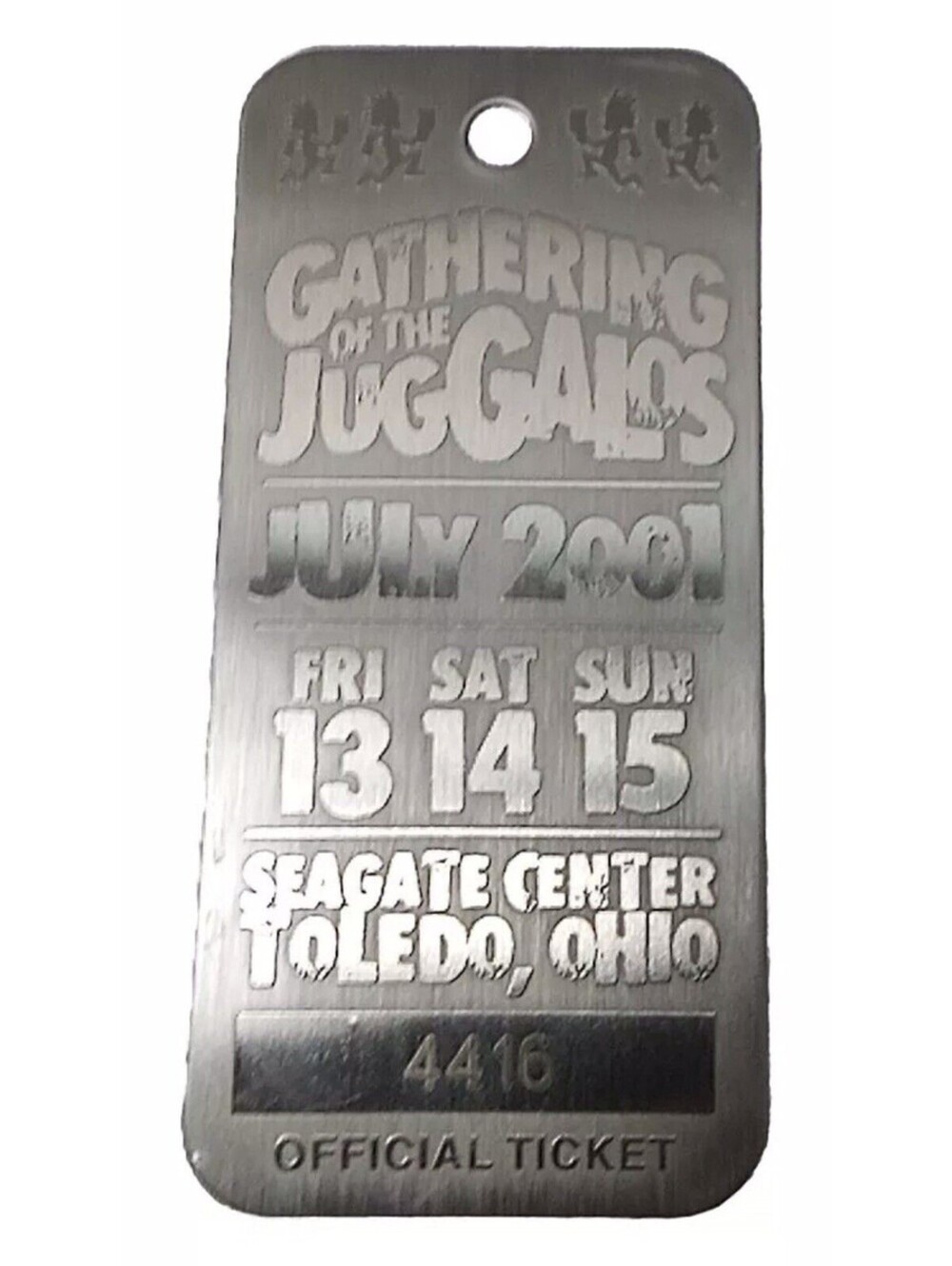 GOTJ Amulet Charm Gathering Of The Juggalos ICP Insane Clown Posse 2001 Ticket